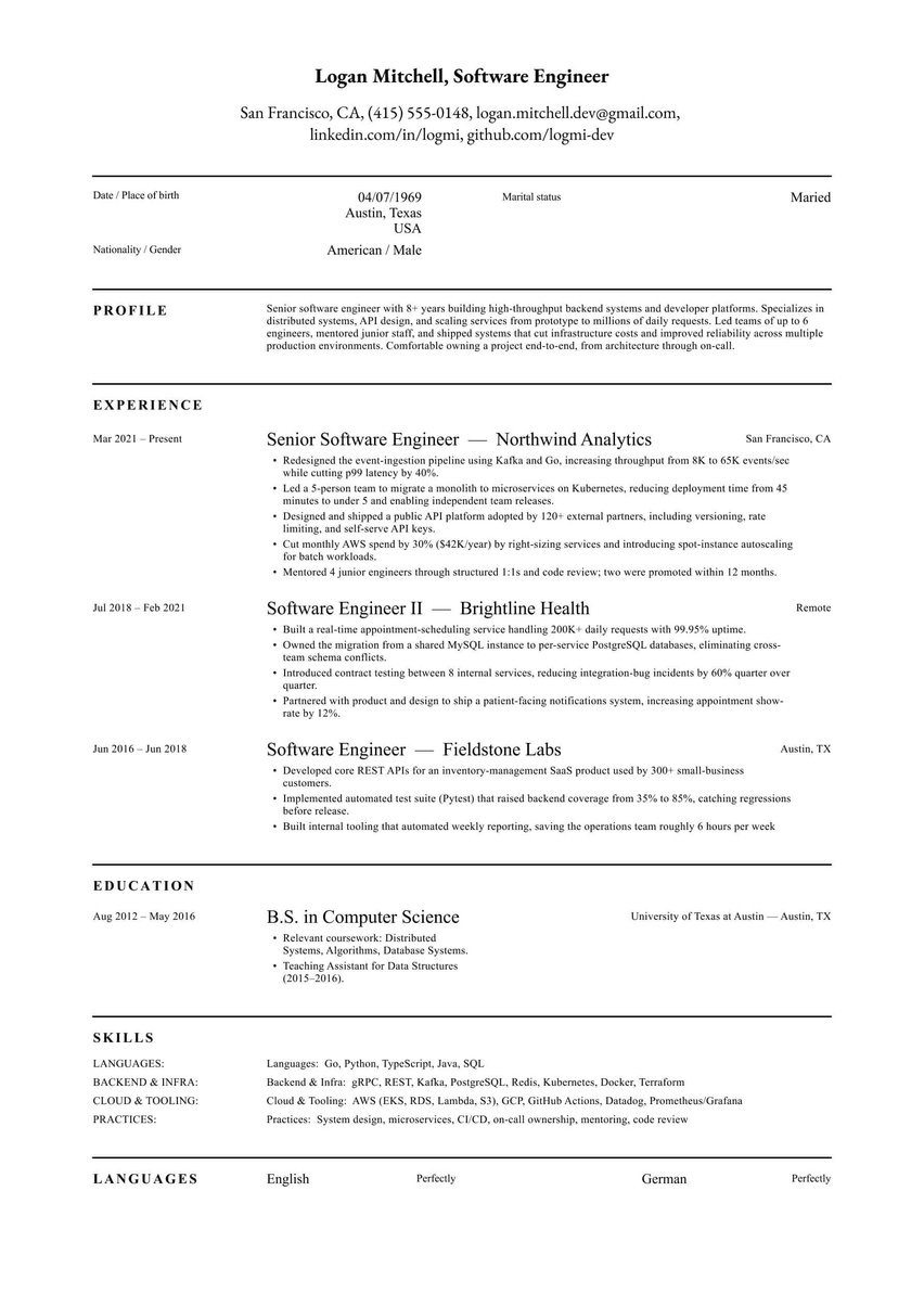 Londra resume template